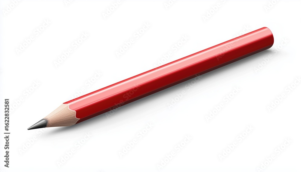 Single Red Pencil Against White Background - A Bright Red Pencil Stands Out Against A Clean White Background, Creating A Stark And Striking Visual Contrast. Single Red Pencil Against White Background - A Bright Red Pencil Stands Out Against A Clean White Background, Creating A Stark And Striking Visual Contrast.
