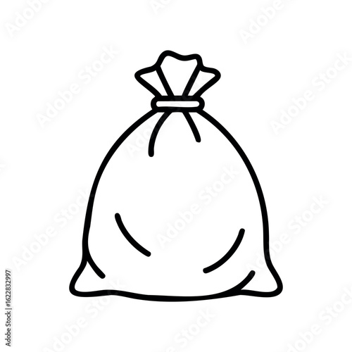 Simple line drawing of a trash bag icon – stock vector icon in line style