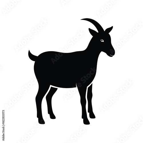 Black goat standing profile animal silhouette