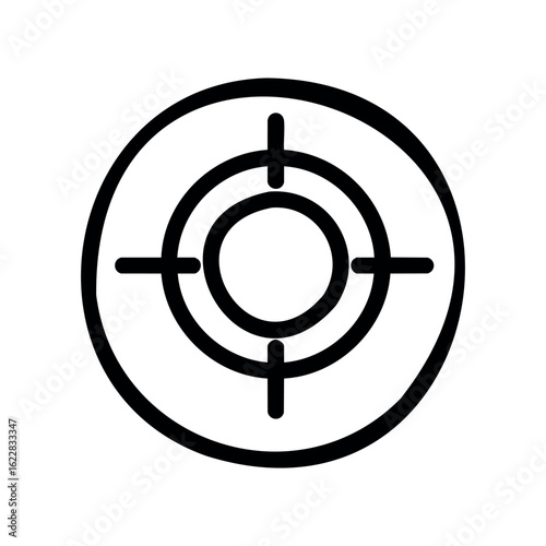 Bullseye target icon with concentric circles in monochrome design – stock vector icon in line style