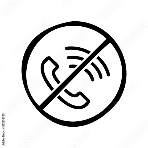 No phone icon indicating silent mode or call blocking – stock vector icon in line style
