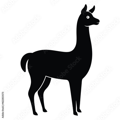 Black llama standing profile animal silhouette