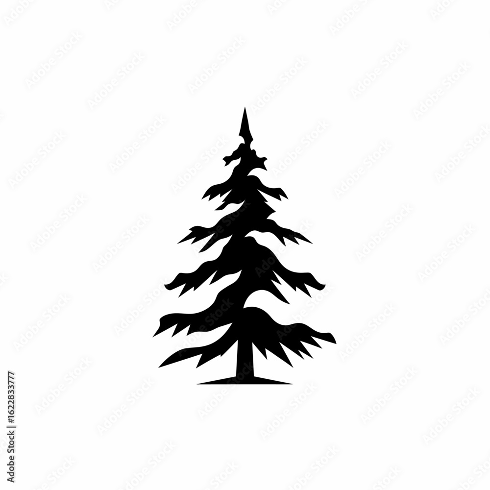 Obraz premium Silhouette of a Detailed Evergreen Tree Against a Transparent Background
