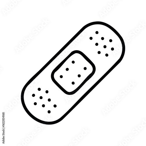 Simple line drawing of a bandage with dotted details – stock vector icon in line style