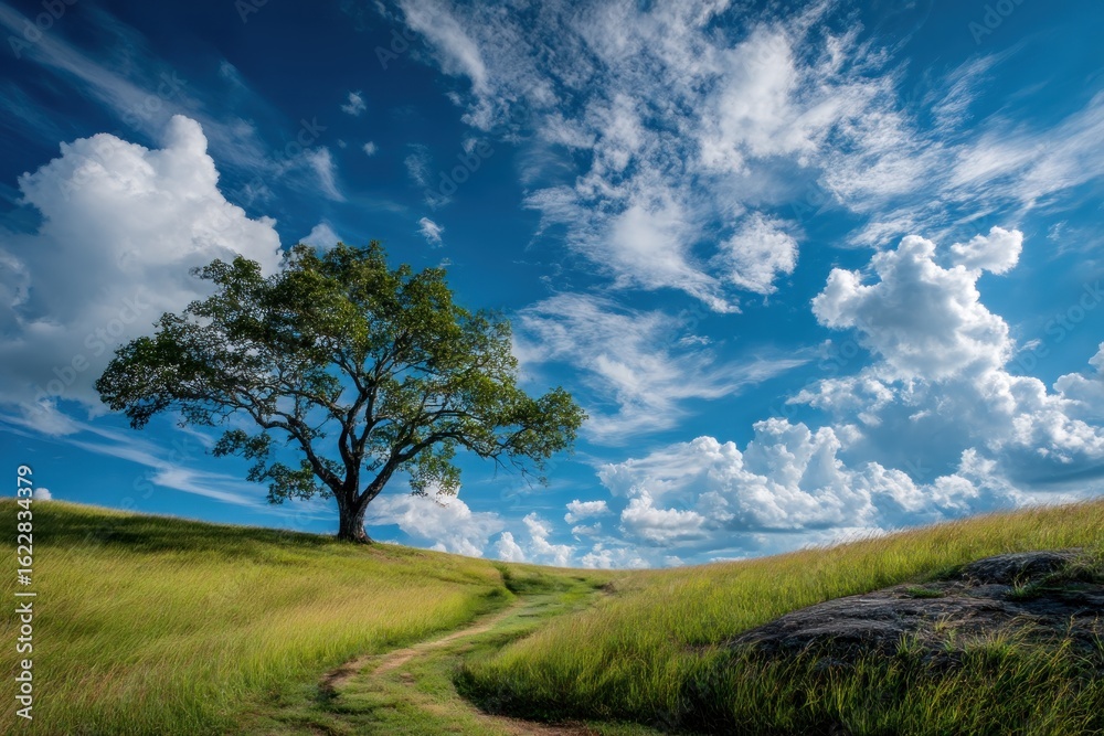 Obraz premium Peaceful hilltop landscape