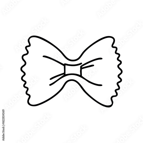 Bowtie pasta outline illustration showing iconic farfalle shape – stock vector icon in line style