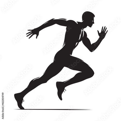 Dynamic running human figure silhouette