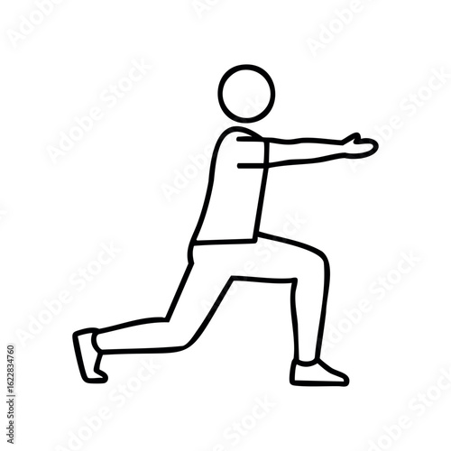 Outline of person performing a lunge exercise in a minimalist design – stock vector icon in line style