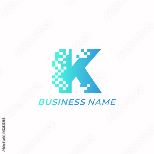 design logo creative letter K and tech