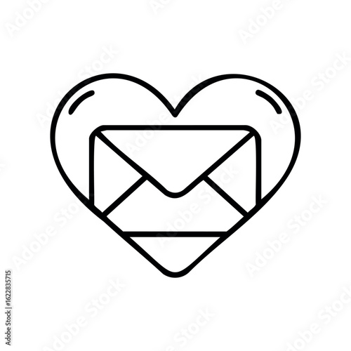 Heart shaped envelope icon symbolizing love and communication – stock vector icon in line style