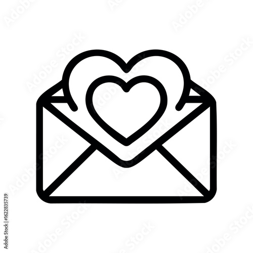 Heart-inside envelope icon symbolizing love and communication – stock vector icon in line style