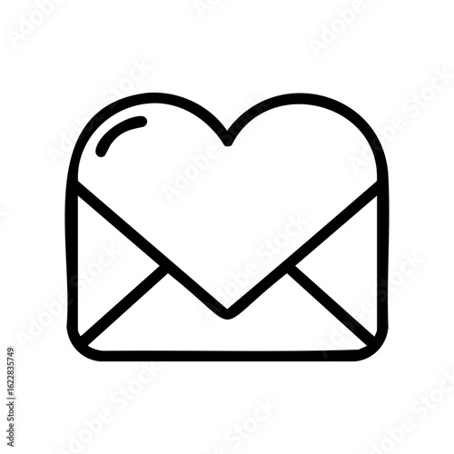 Heart-shaped envelope icon for love and communication themes – stock vector icon in line style