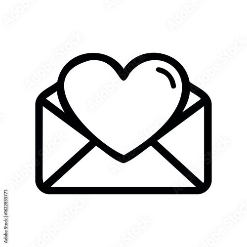 Heart-shaped envelope icon with love symbol – stock vector icon in line style
