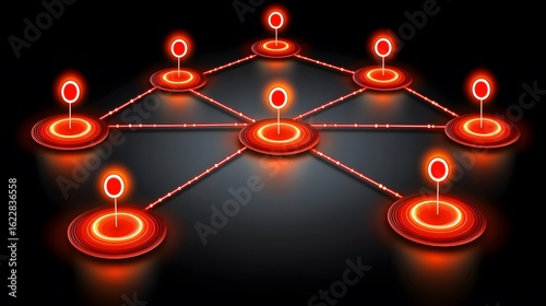 Glowing Network Map Abstract Connection Nodes
