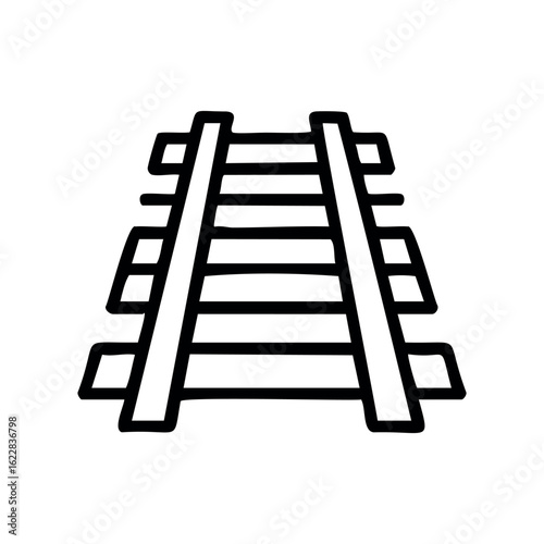 Simple illustration of railway tracks in black and white – stock vector icon in line style