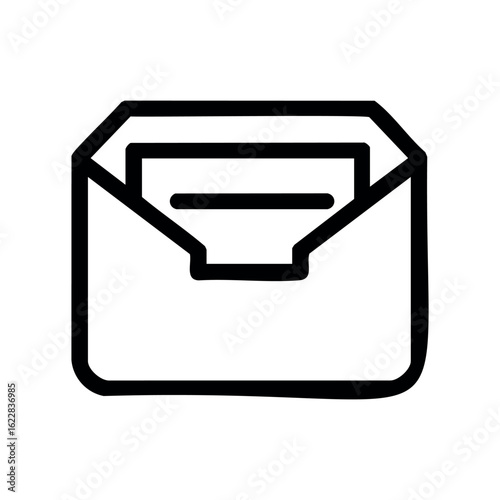Open envelope icon with letter inside – stock vector icon in line style