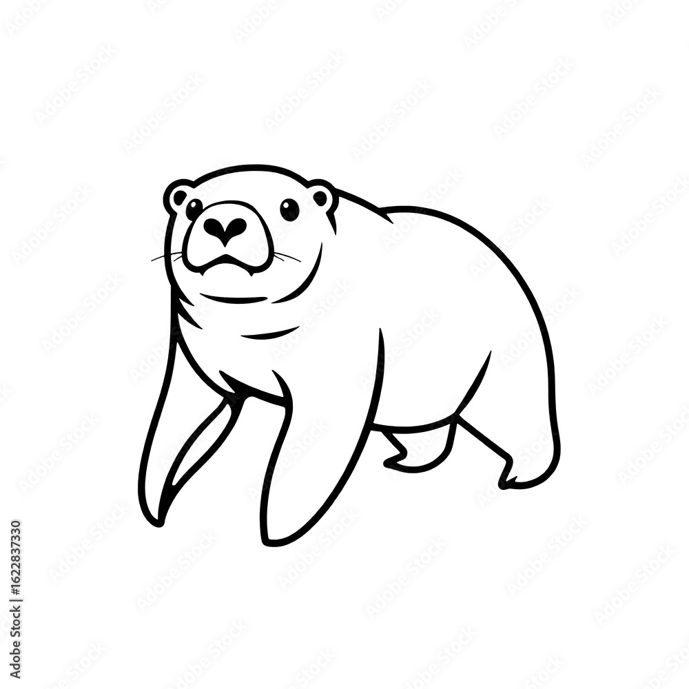 Obraz premium Polar bear sitting with a calm expression.