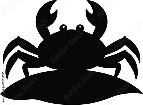 Illustration en noir et blanc d'un crabe animal de mer arachnida avec des pinces en toile pour une icône de fruits de mer