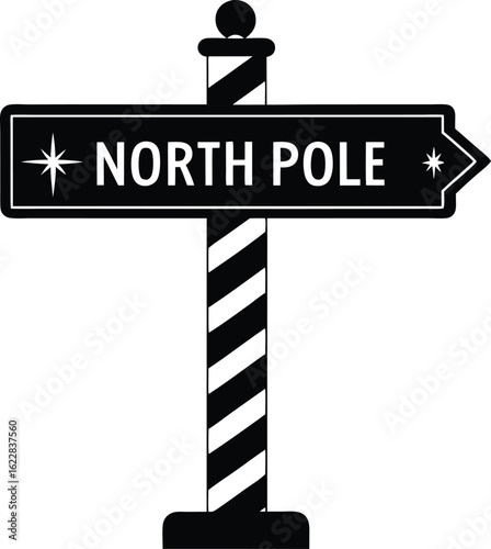 North pole signpost silhouette vector graphic illustration