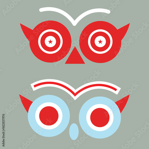 Simple Owl eyes vector illustration logo, vector illustration 
