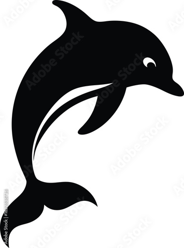 Silhouette vecteur dauphin sautant au-dessus de l'eau avec l'océan marin et la baleine pour tatouage symbole