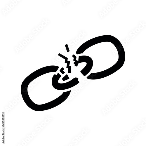 Broken chain link symbolizing freedom and release – stock vector icon in line style