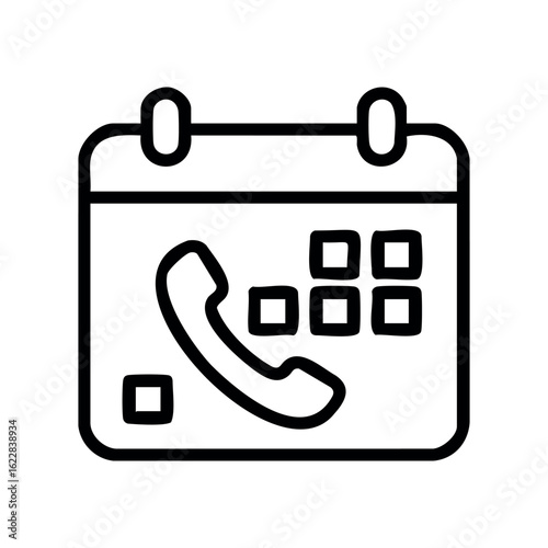 Phone call scheduler icon with calendar design for app interface – stock vector icon in line style