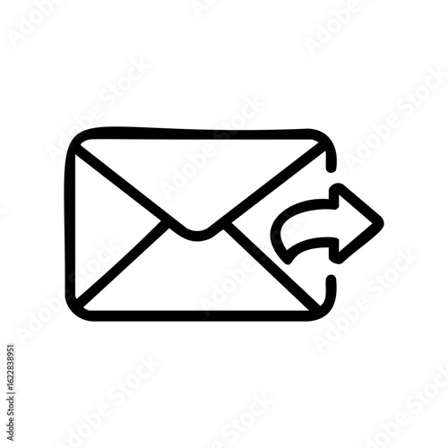 Email sending icon with arrow indicating outgoing message – stock vector icon in line style