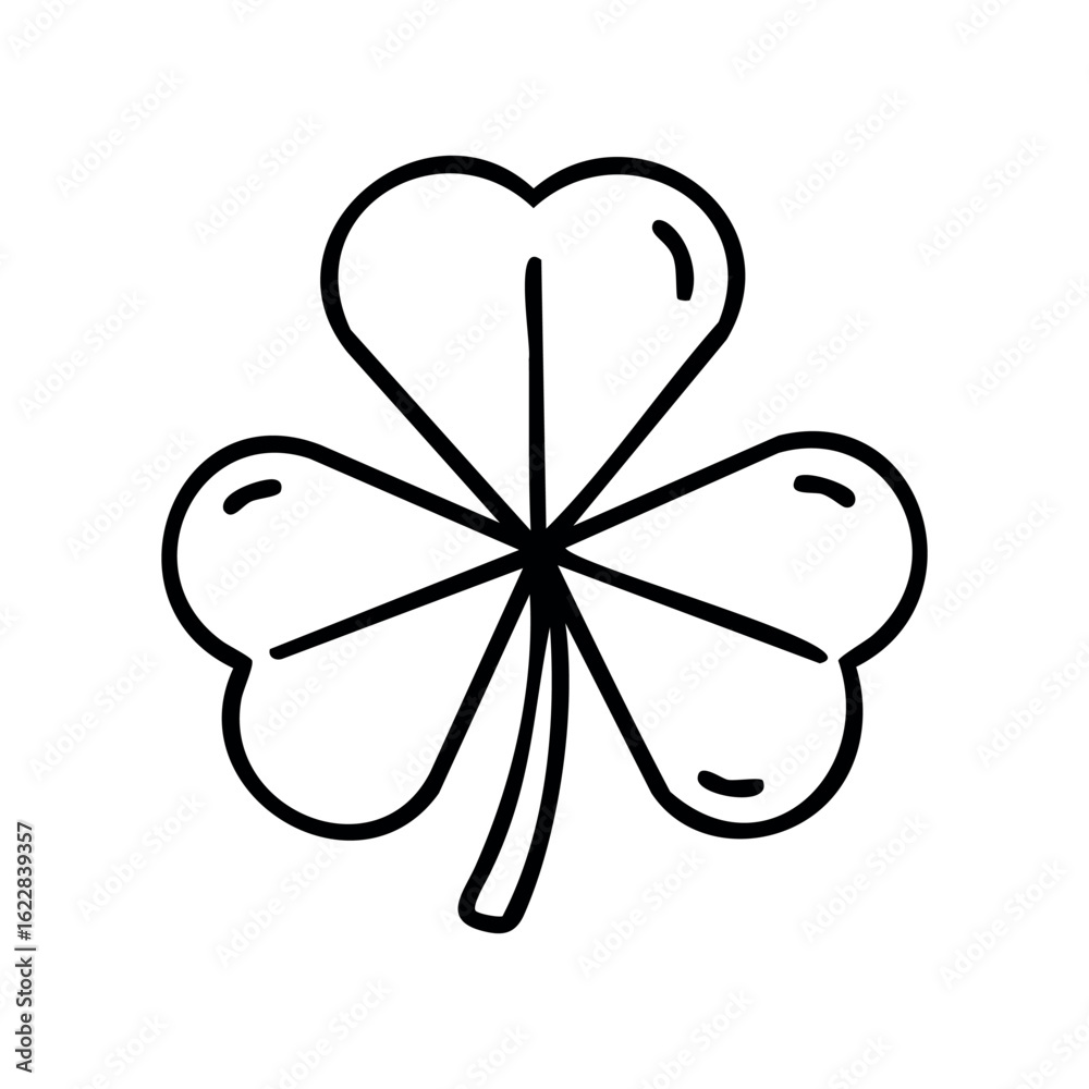 Fototapeta premium Four-leaf clover line drawing symbolizing luck and fortune – stock vector icon in line style