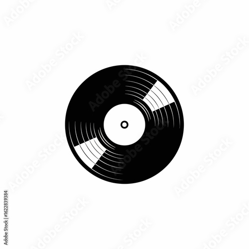 Stylized Black Vinyl Record with Grooves and Central Hole