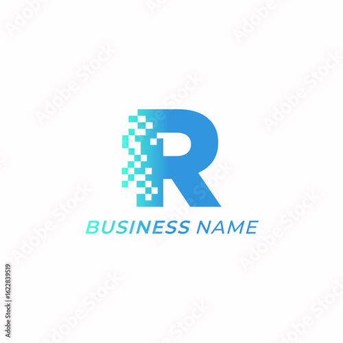 design logo creative letter R and tech