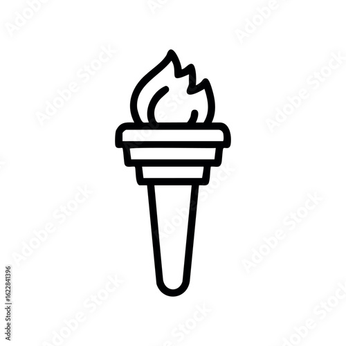 Illustration of a classic olympic torch with flame – stock vector icon in line style