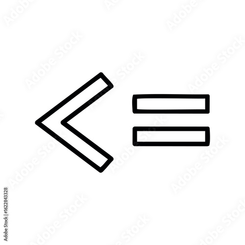 Minimalistic less than or equal to mathematical symbol artwork – stock vector icon in line style
