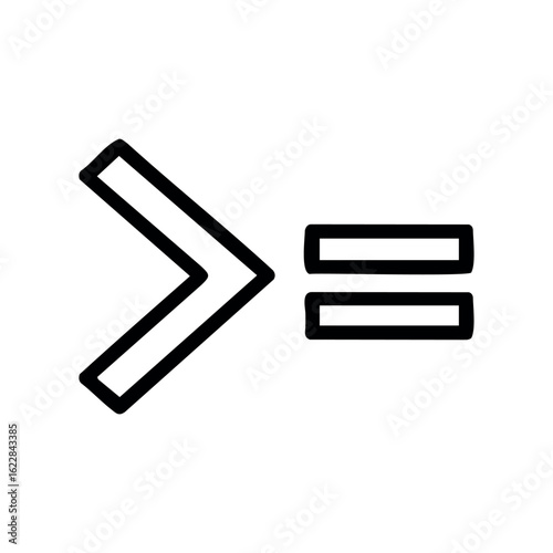 Greater than or equal to sign - mathematical symbol – stock vector icon in line style