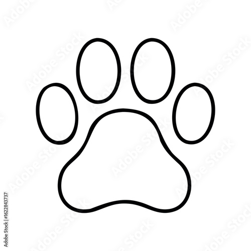 Simple outline of an animal paw print – stock vector icon in line style