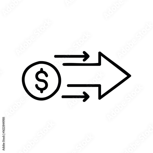 Money transfer arrow icon indicating financial movement and currency exchange – stock vector icon in line style