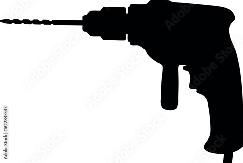 electric drill silhouette, drill machine black icon, drill isolated