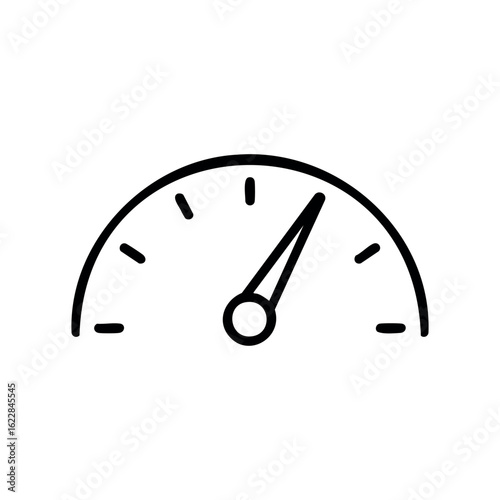 Gauge icon showing medium level with needle pointing right – stock vector icon in line style