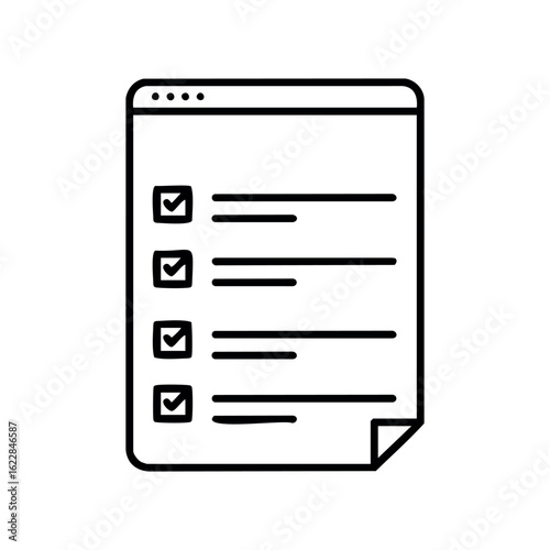 Checklist icon with checkmarks on document – stock vector icon in line style