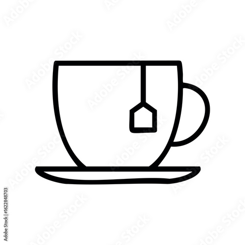 Minimalist line art of tea cup with teabag icon – stock vector icon in line style