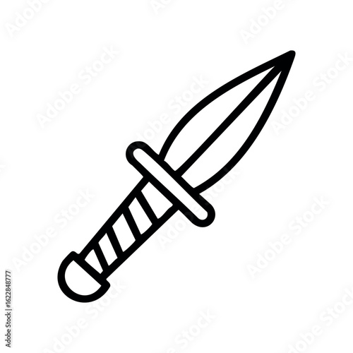 Simple outline of a knife with sheath symbol – stock vector icon in line style