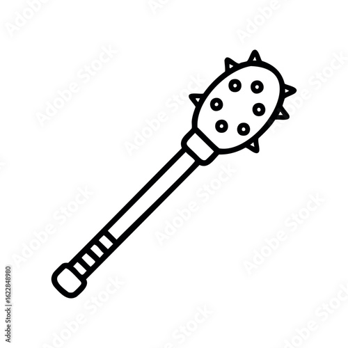 Medieval spiked mace icon in black and white vector design – stock vector icon in line style