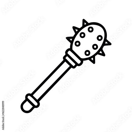 Medieval spiked club weapon icon with studded head – stock vector icon in line style