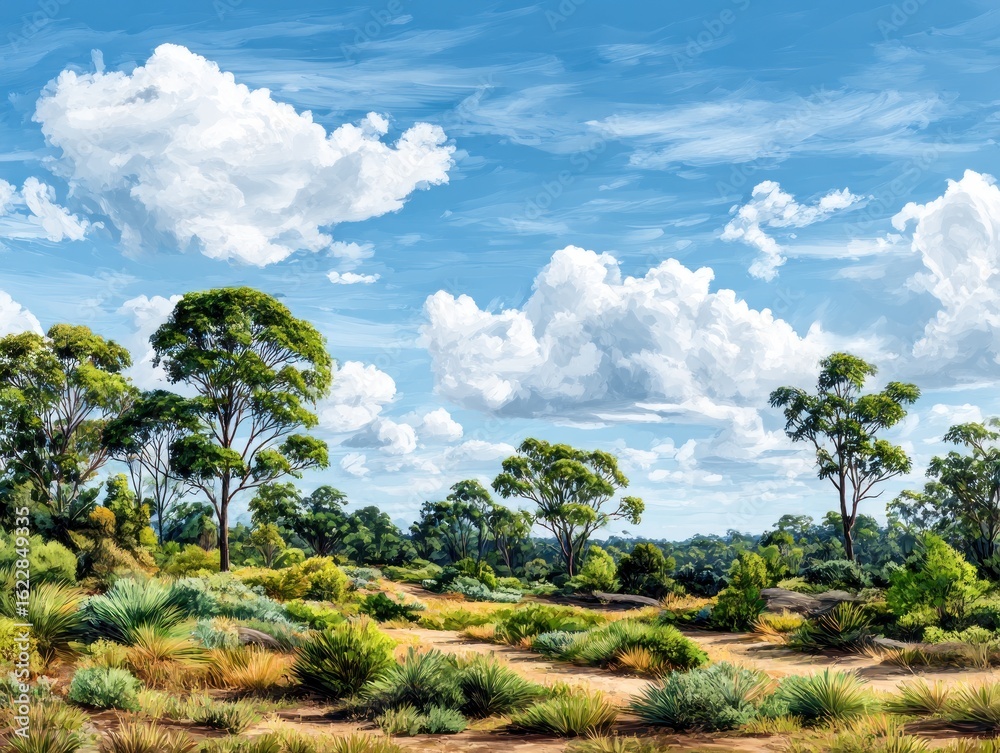 custom made wallpaper toronto digitalSunny landscape with trees and clouds