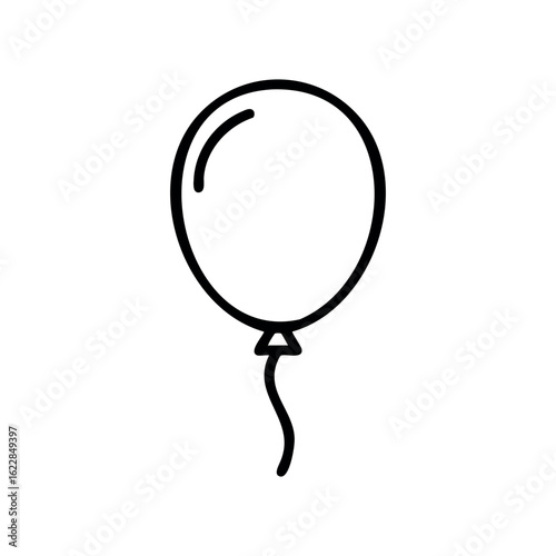 Simple illustration of a single balloon with a string outline – stock vector icon in line style