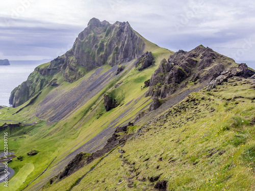 Blátindur mountain at the Heimaey Island and Vestmannaeyjar archipelago of Iceland