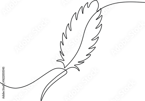 One line feather pen minimalist design illustration
