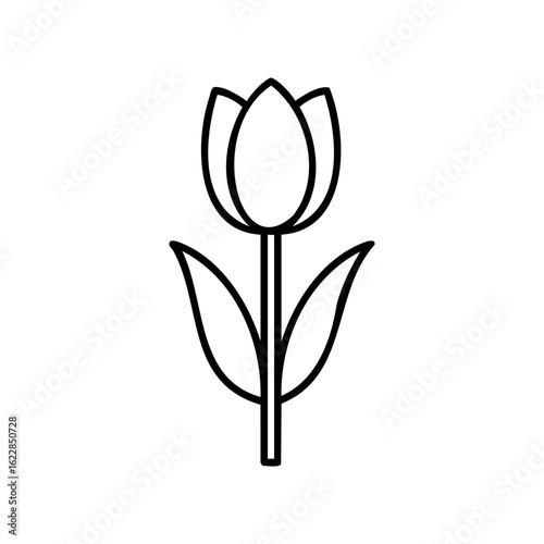 Minimalist tulip line art: simple floral design – stock vector icon in line style