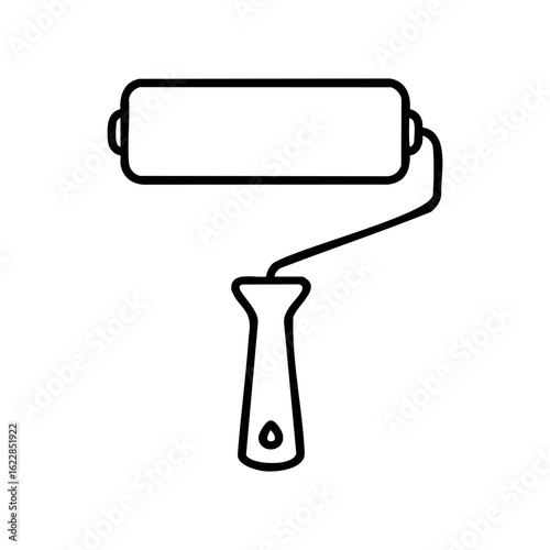 Minimalist outline of a paint roller for home renovation projects – stock vector icon in line style