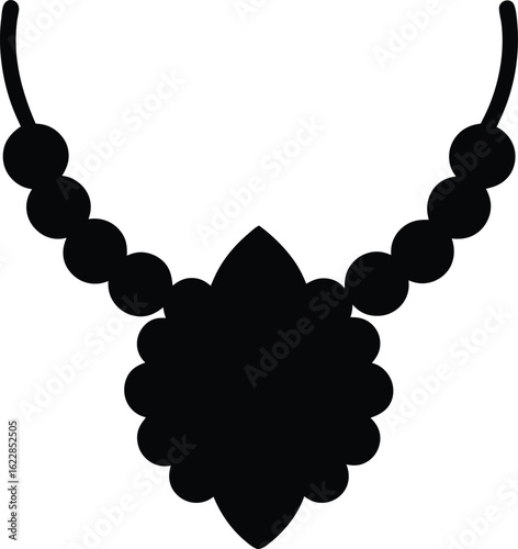 Concept image of a black molecular heart symbolizing love, with a decorative red fruit raisin sphere element and a leaf shape